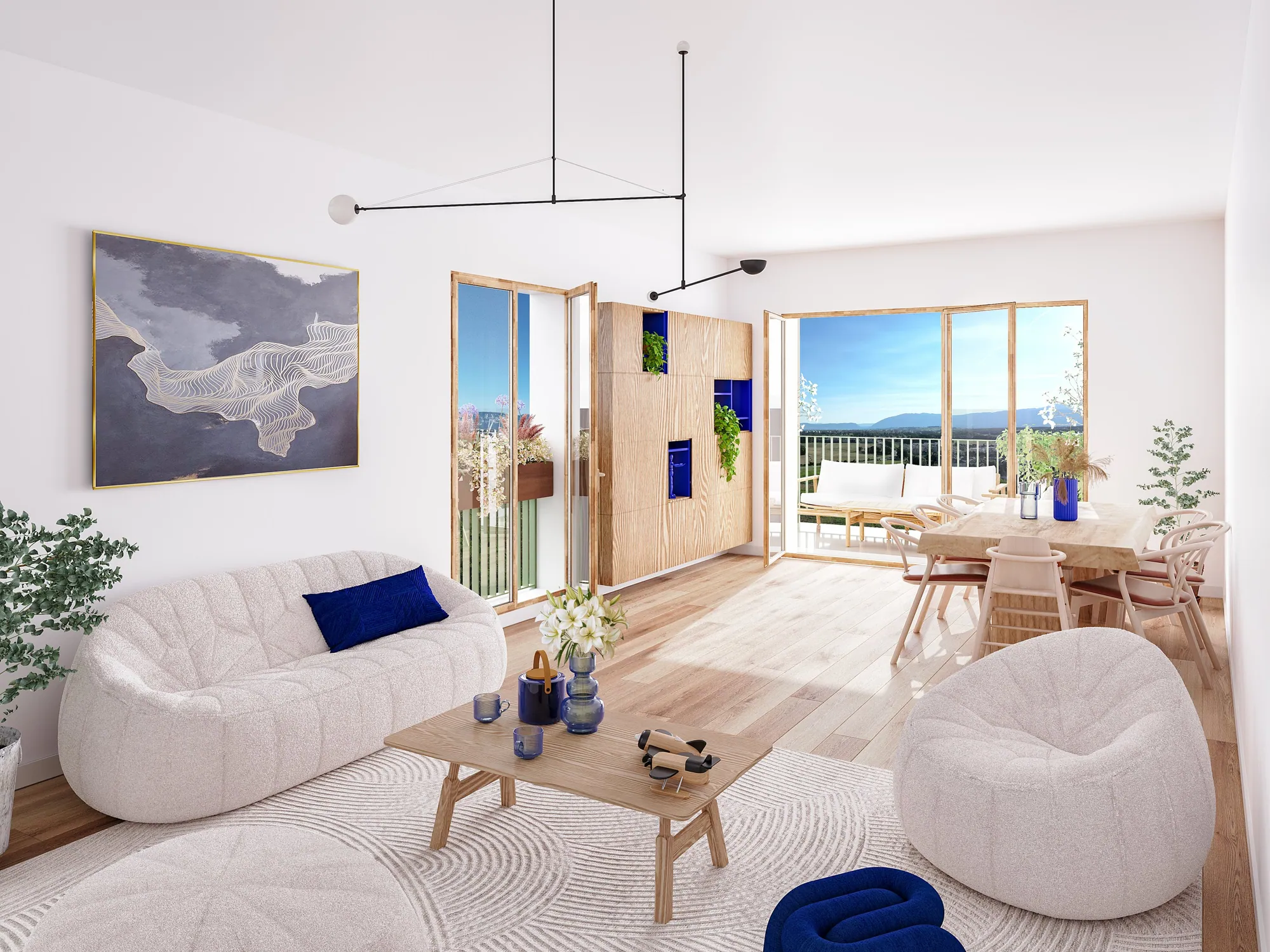 Salon lumineux avec vue dégagée