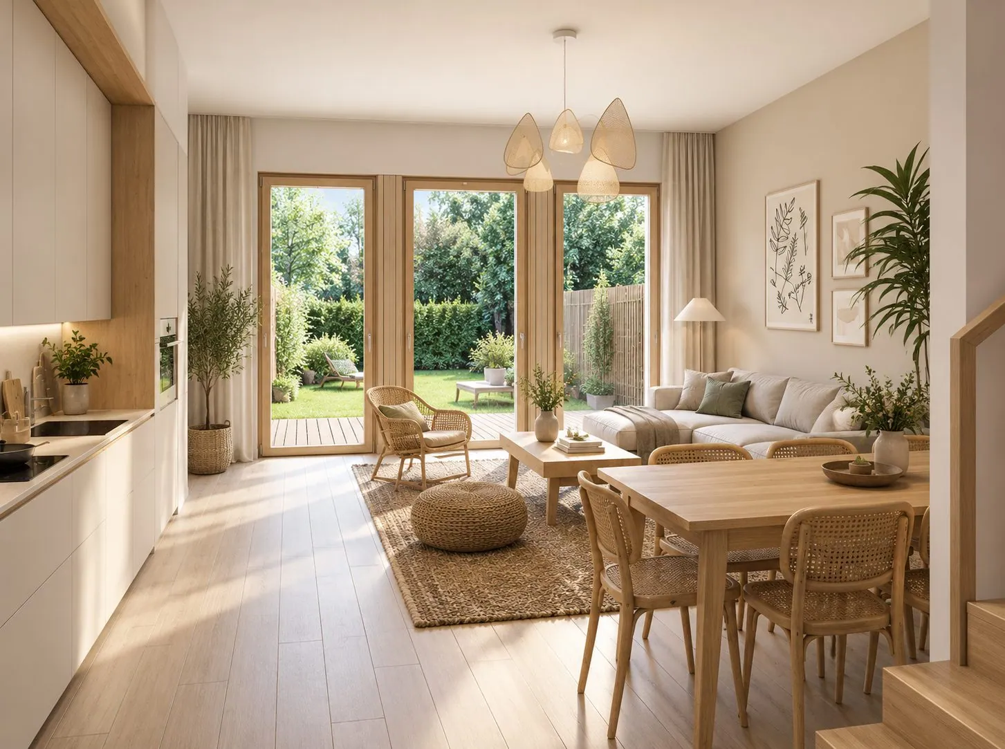 Séjour d'un duplex en rez-de-jardin