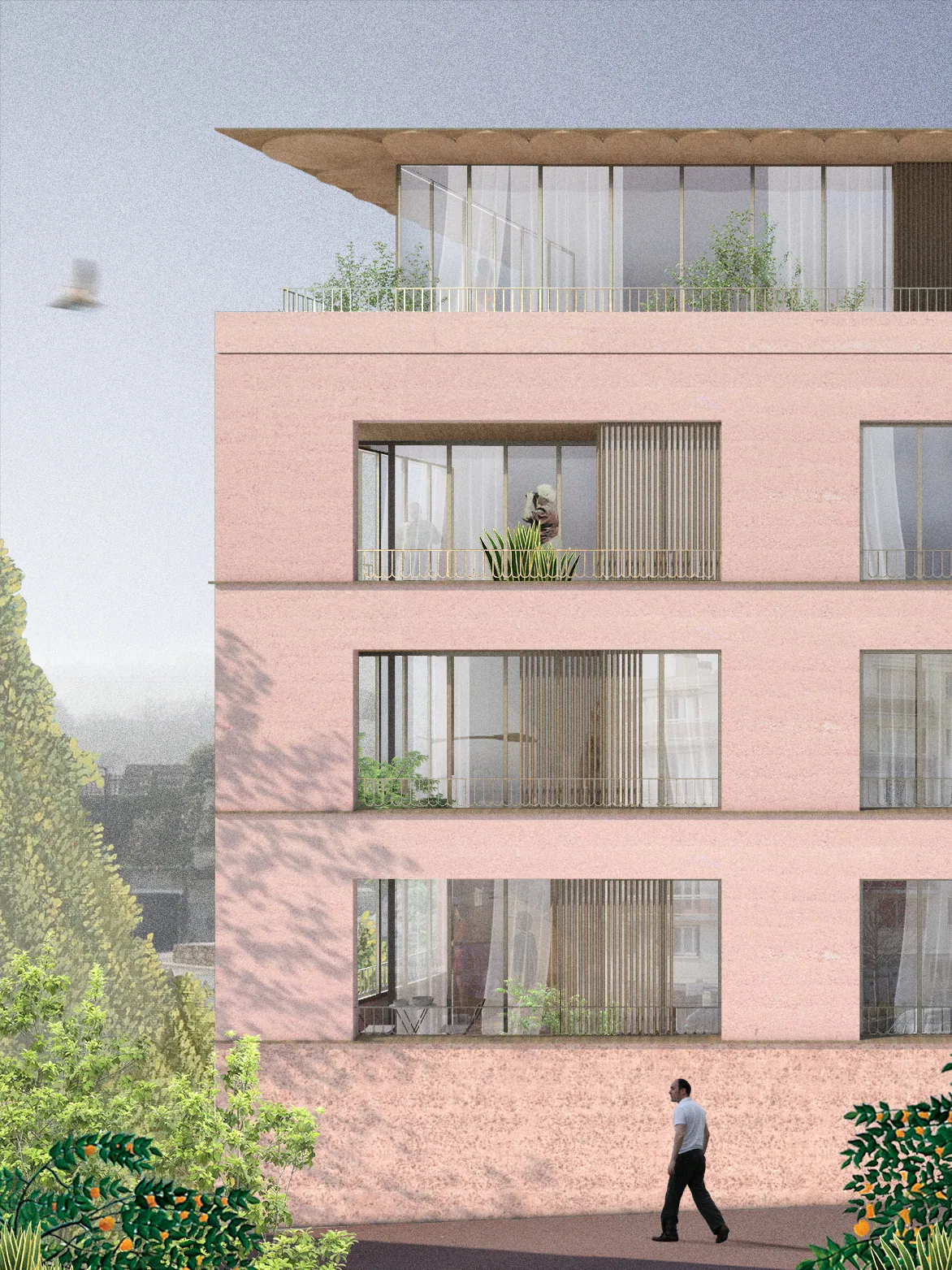 Perspective : détail de la façade