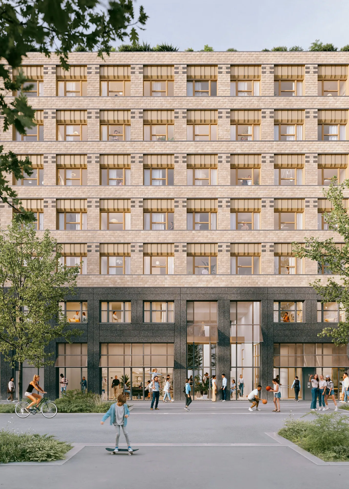 Perspective : façade sur rue de la Résidence C1.3B