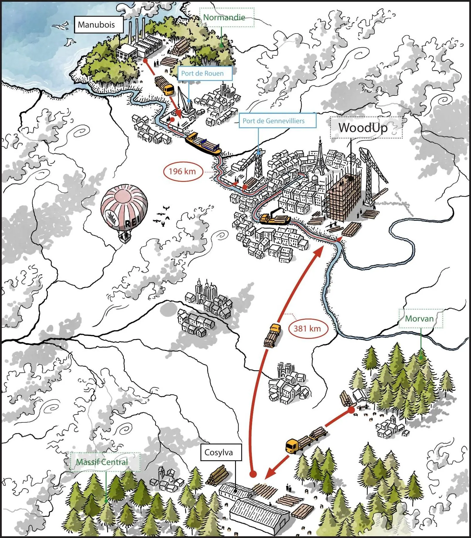 Carte d'approvisionnement en bois de Wood Up